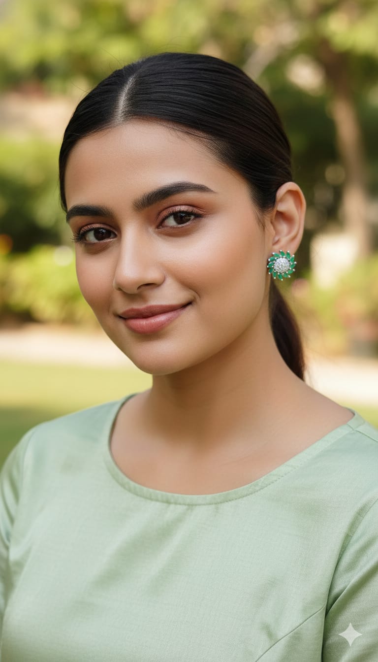 Floral Sparkle American Diamond Stud Earrings