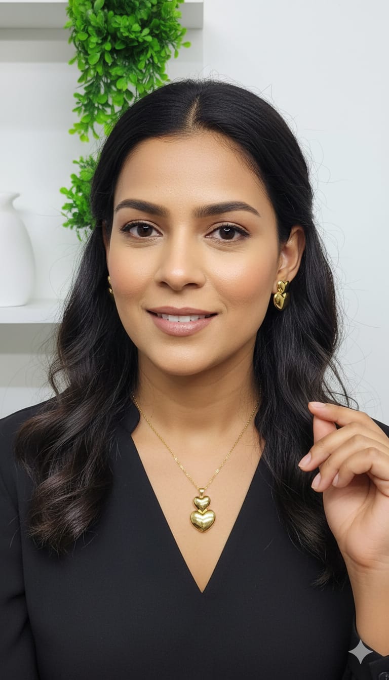 Classic Gold Heart Pendant Set