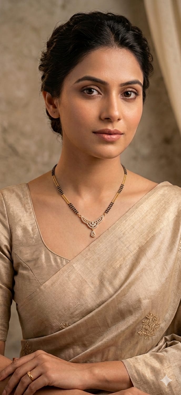 Graceful Gold-Tone Drop Pendant Mangalsutra