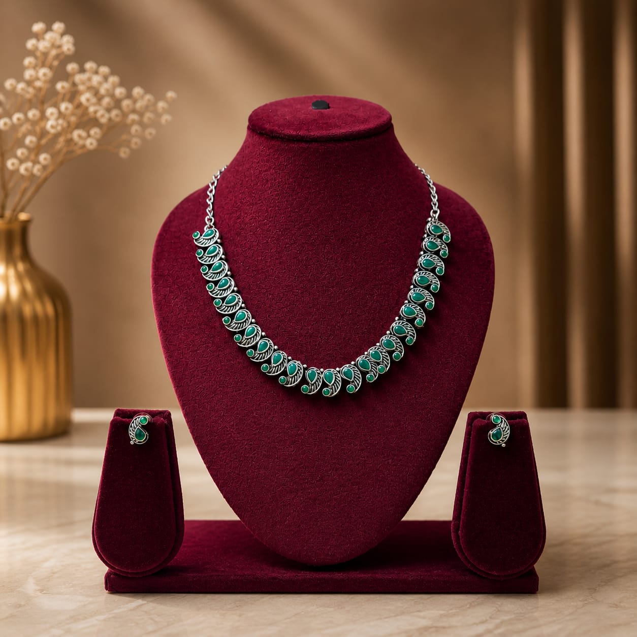 Midnight Paisley Elegance Necklace Set