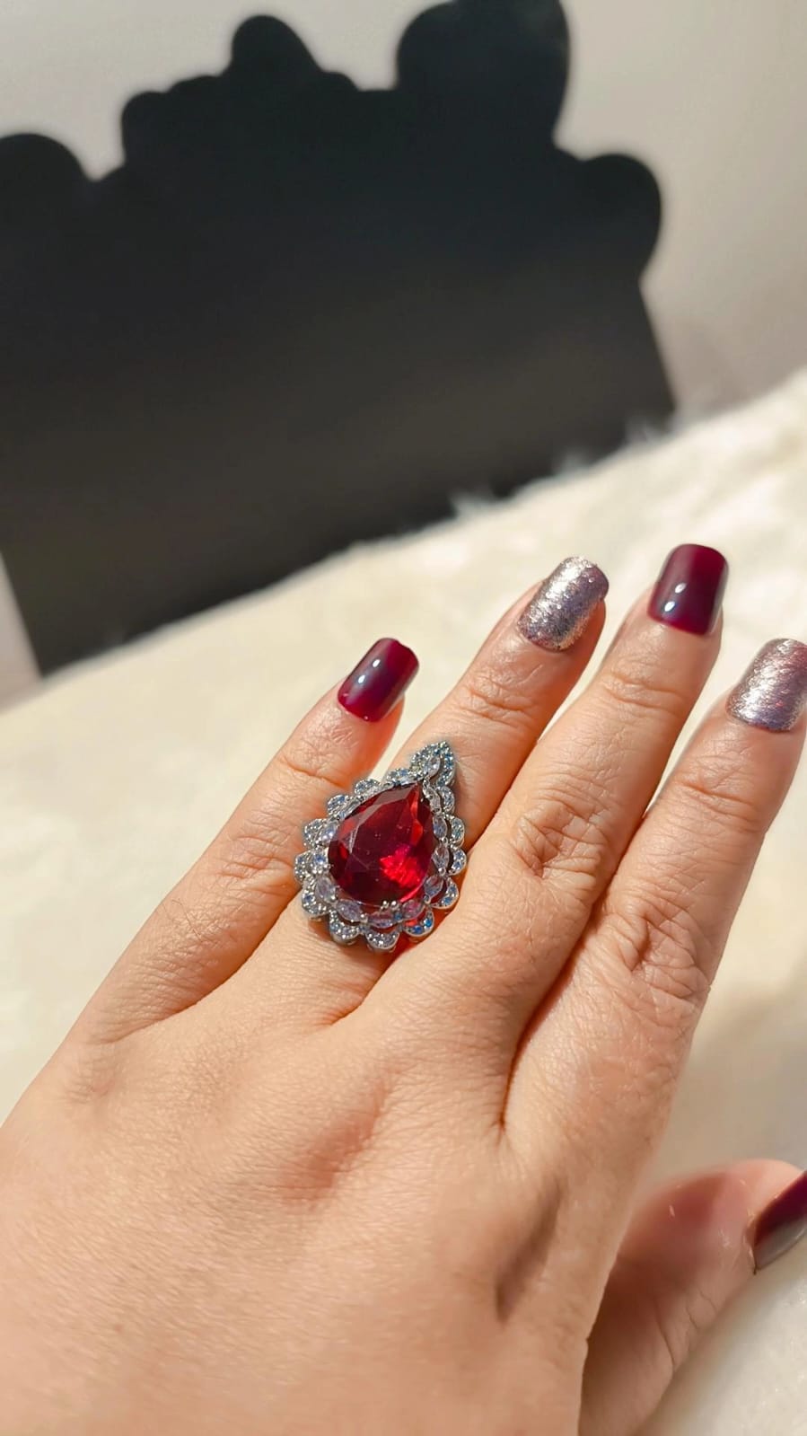 Crimson Crown Statement Adjustable Ring ❤️✨