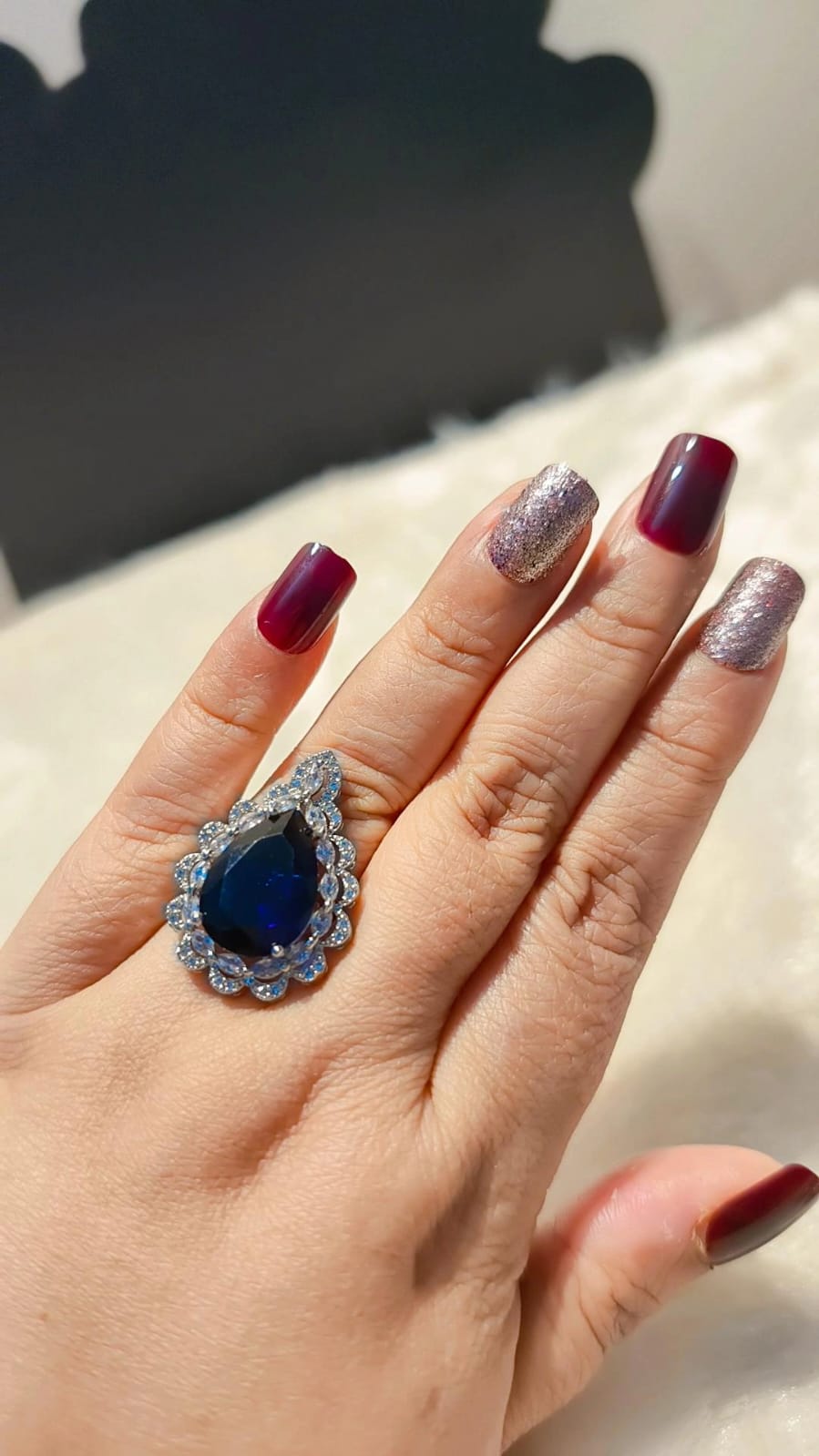 Midnight Sapphire Statement Adjustable Ring 💙✨