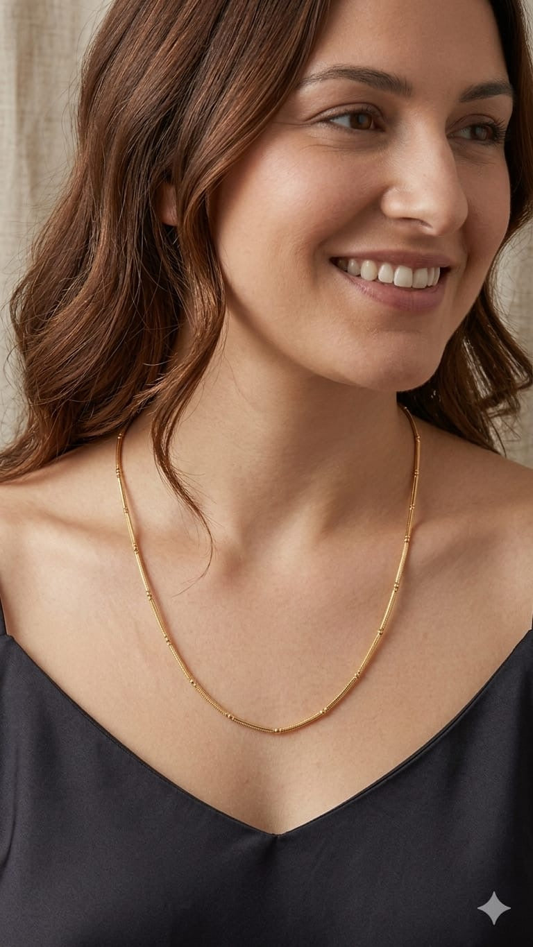 Golden Minimal Beaded Chain