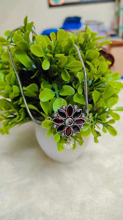 Floral Charm German Silver Anklet