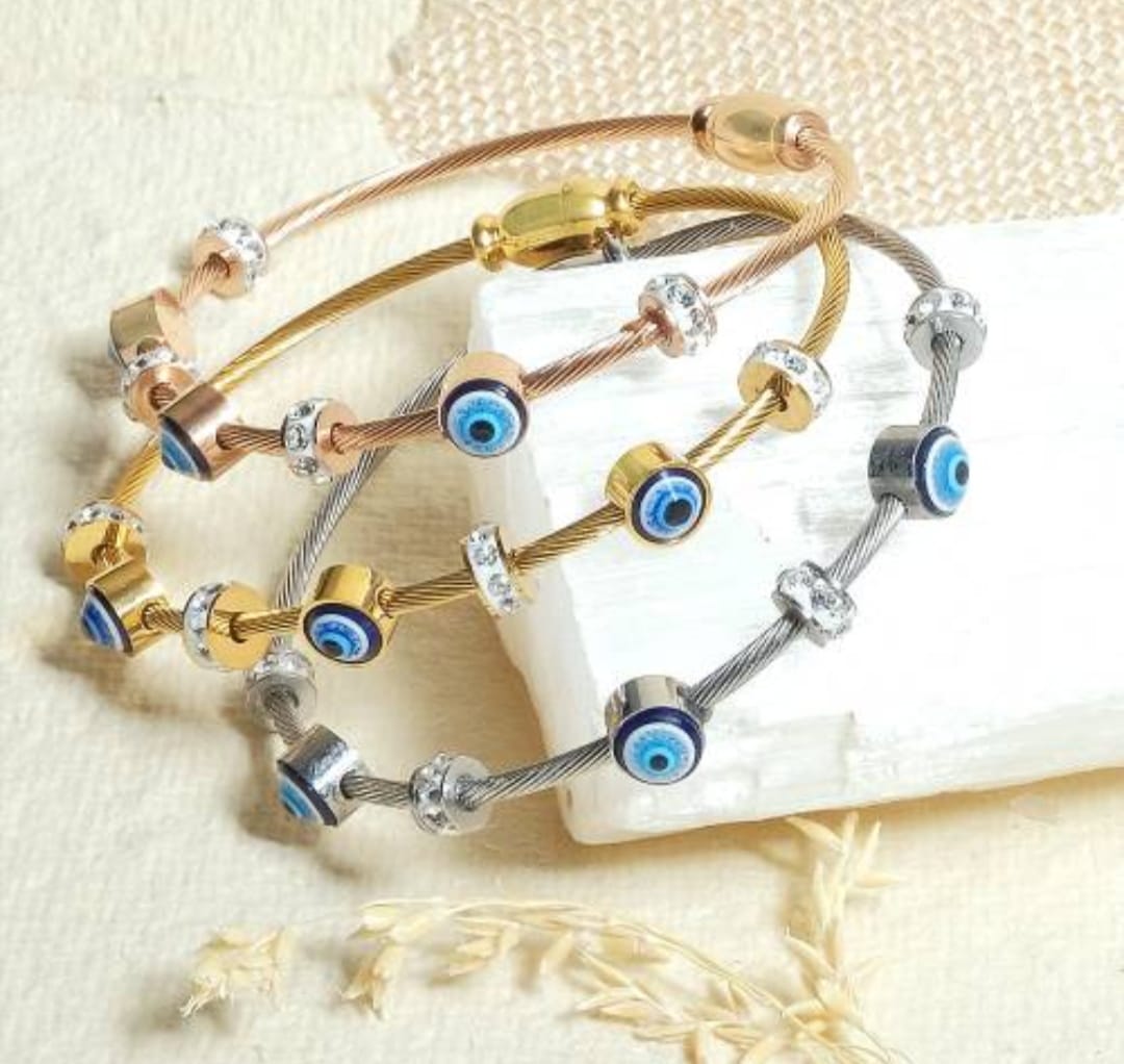 Evil Eye Cable Bracelet – Set of 3