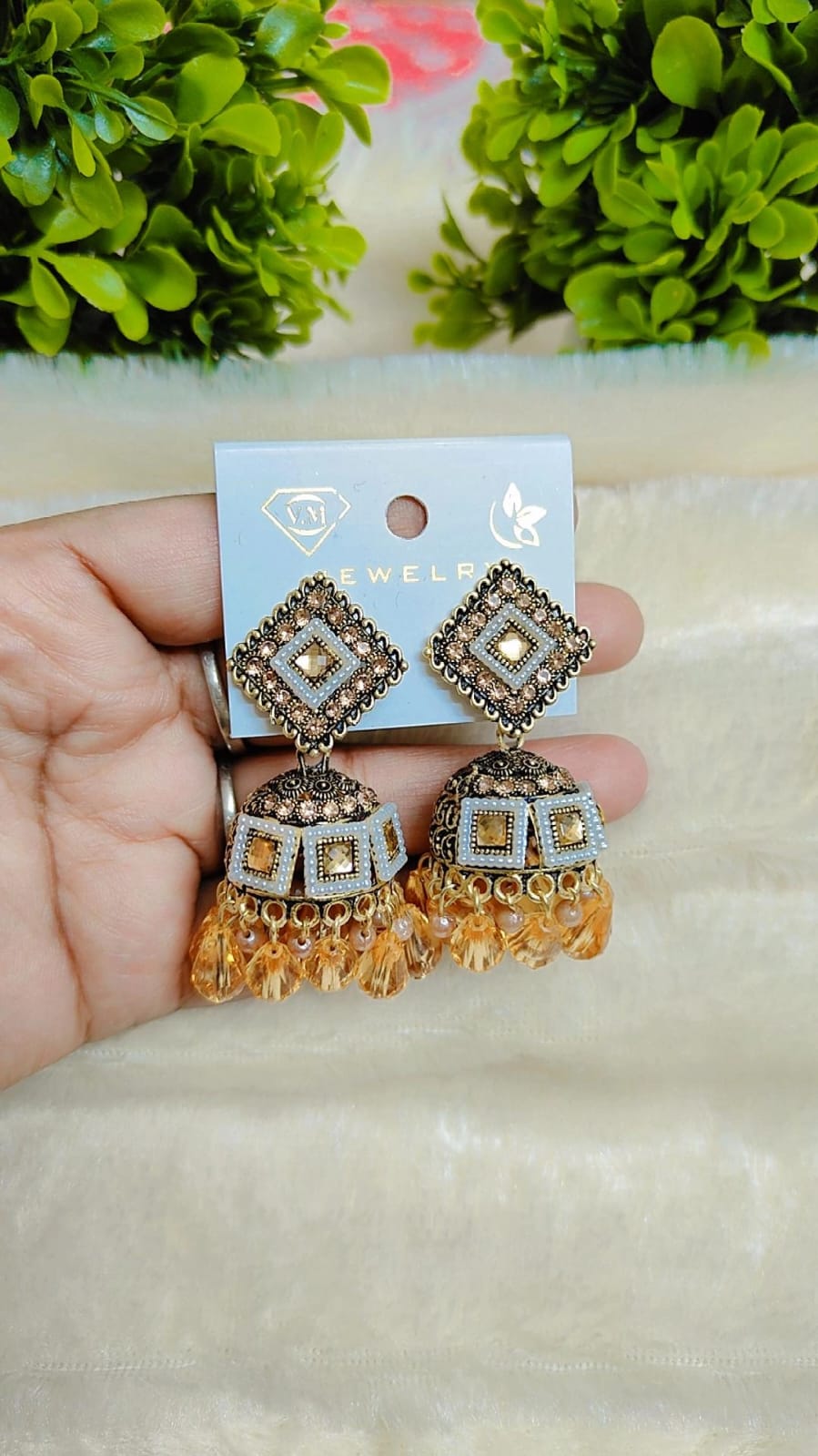 Antique Square Jhumka Earrings