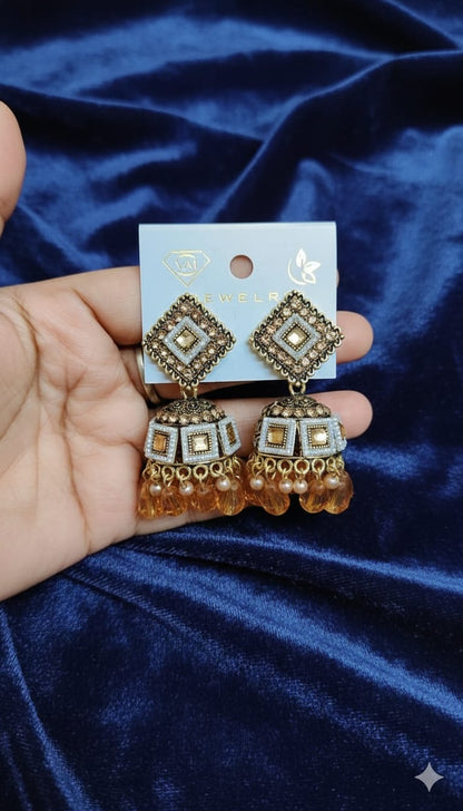 Antique Square Jhumka Earrings