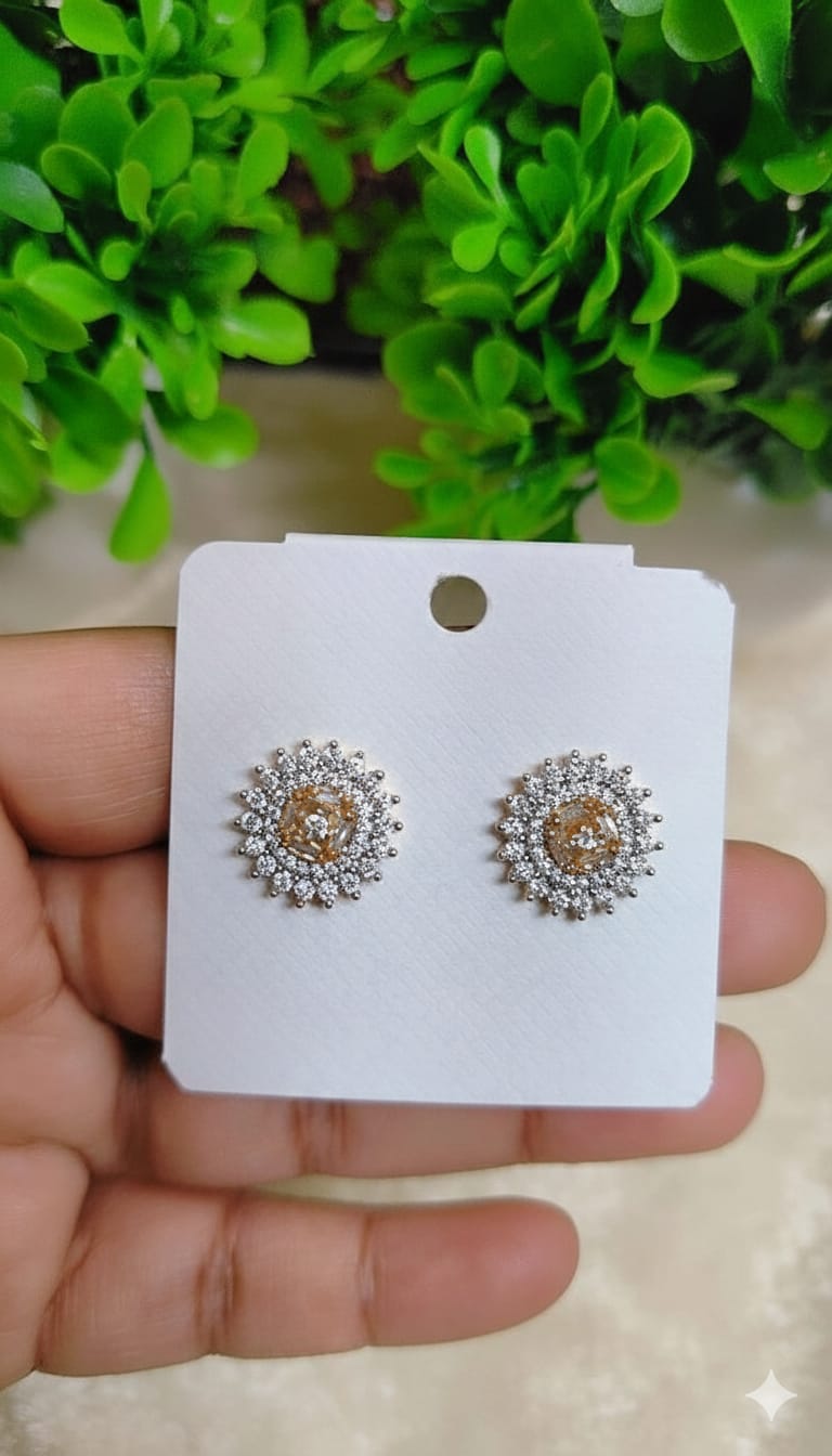 Golden Halo CZ Stud Earrings