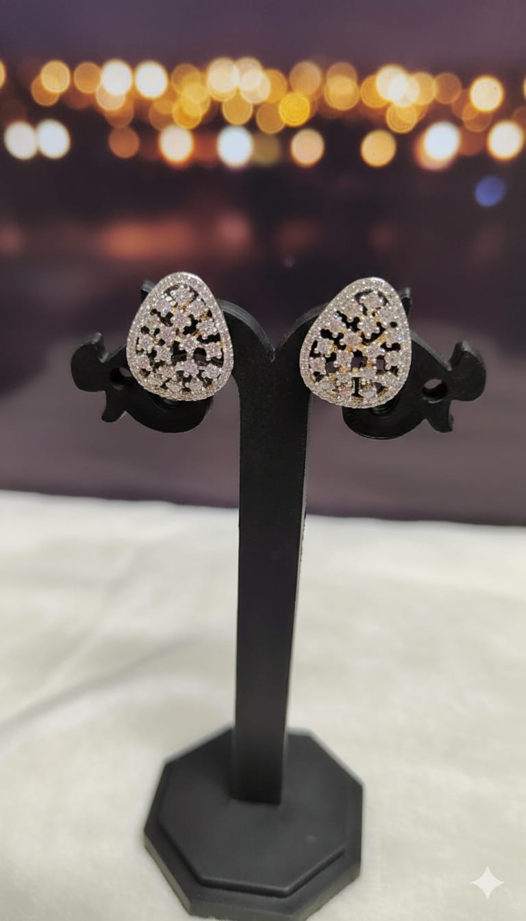 Sparkling Teardrop CZ Stud Earrings