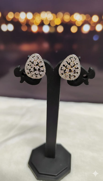 Sparkling Teardrop CZ Stud Earrings