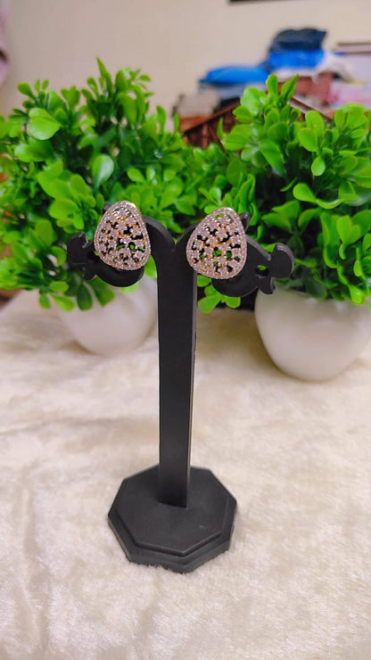 Sparkling Teardrop CZ Stud Earrings