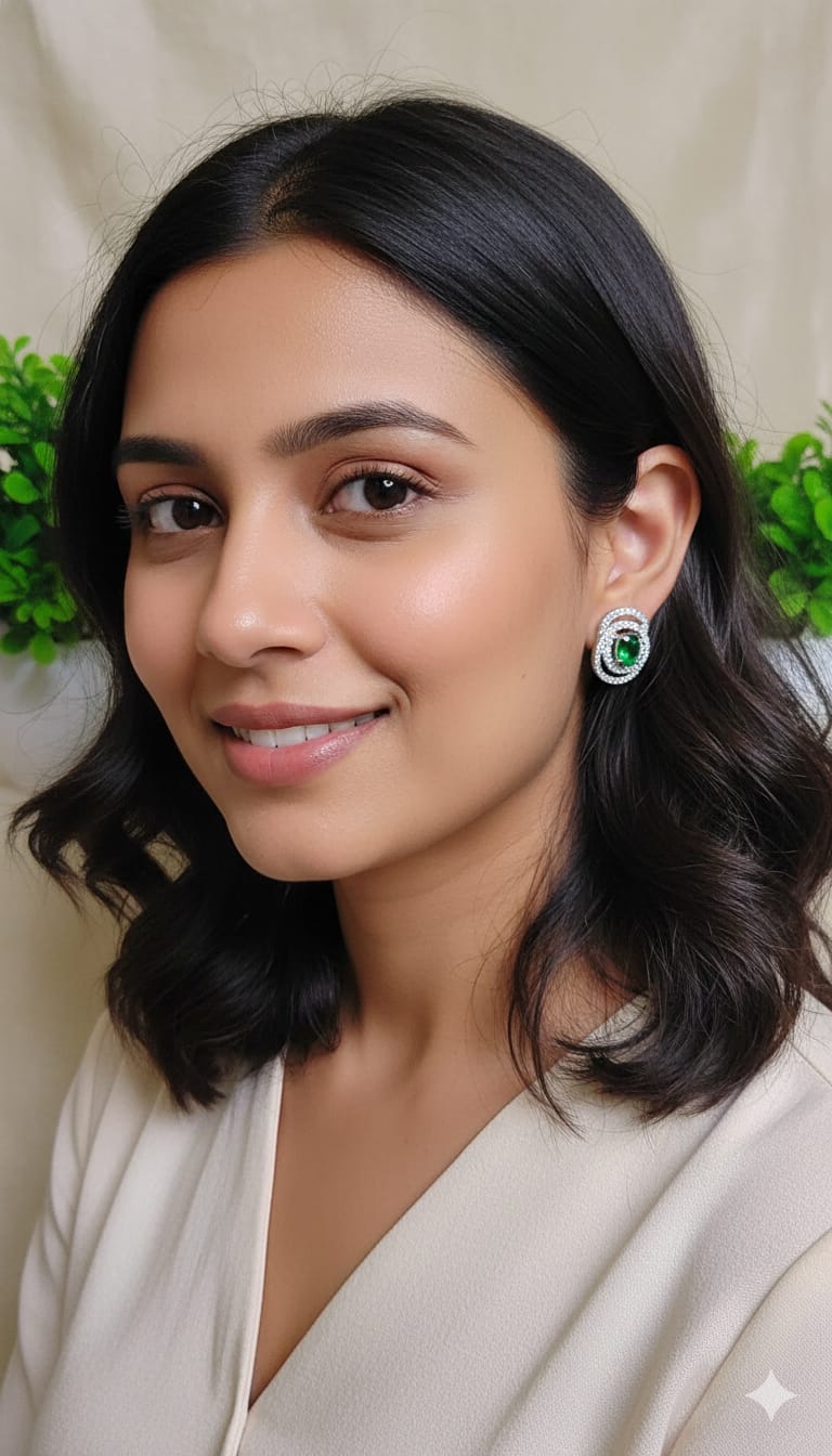Emerald Glow CZ Stud Earrings