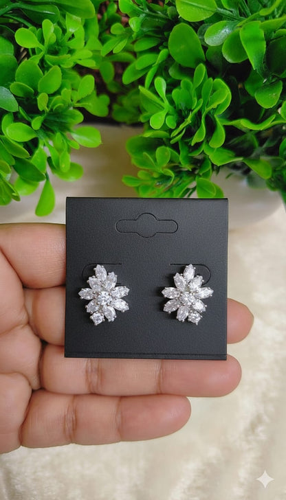 Crystal Bloom CZ Stud Earrings