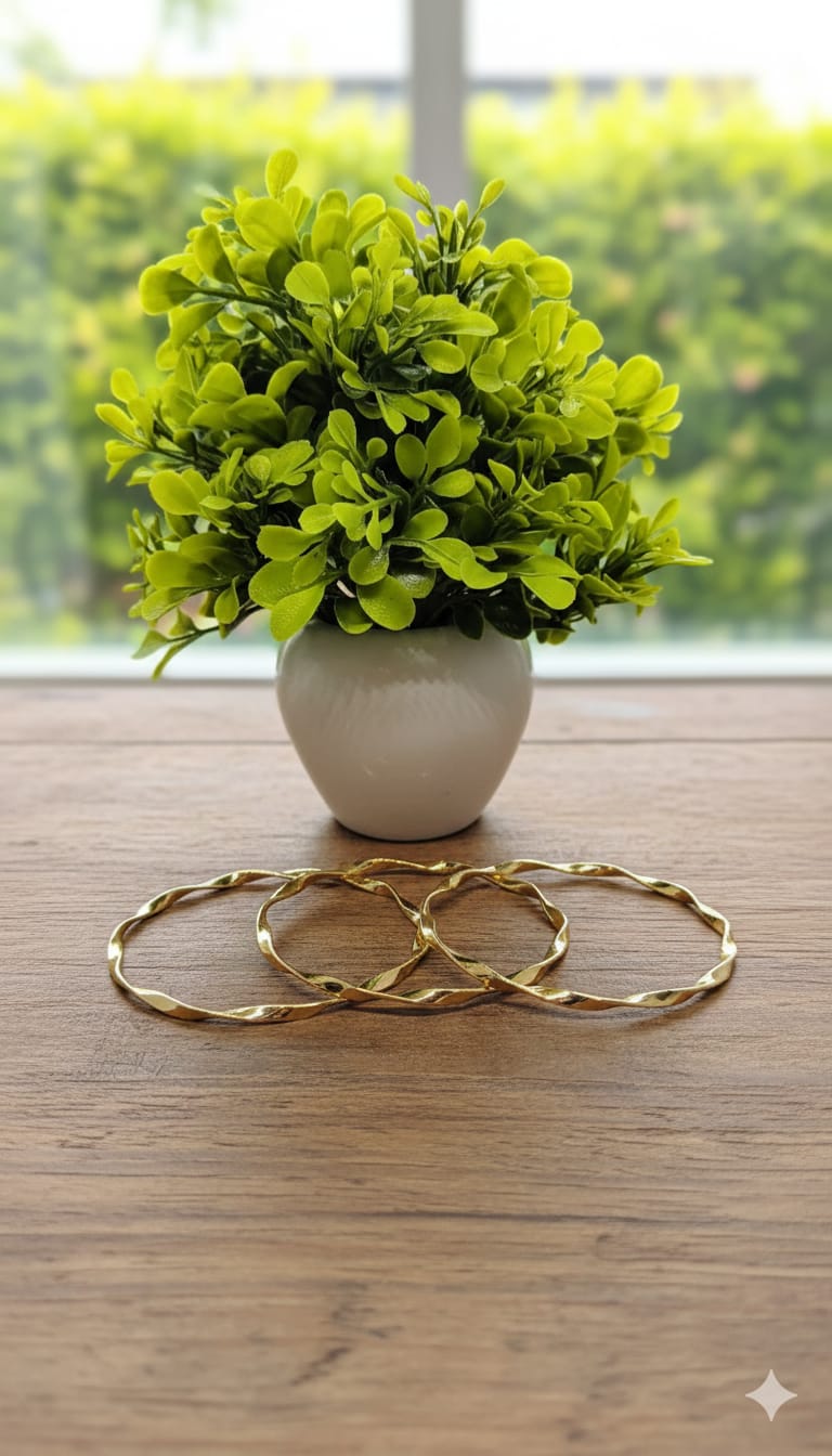 Elegant Gold-Tone Twisted Bangles ✨