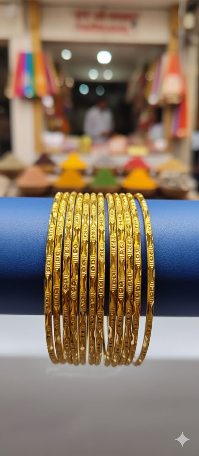 Classic Gold-Textured Daily Wear Bangles - Set of 12 bangles