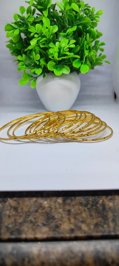 Classic Gold-Textured Daily Wear Bangles - Set of 12 bangles