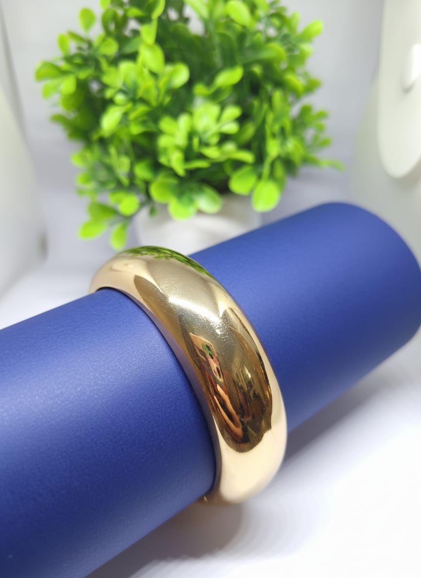 High-Polished Gold Dome Bangle (Kada)