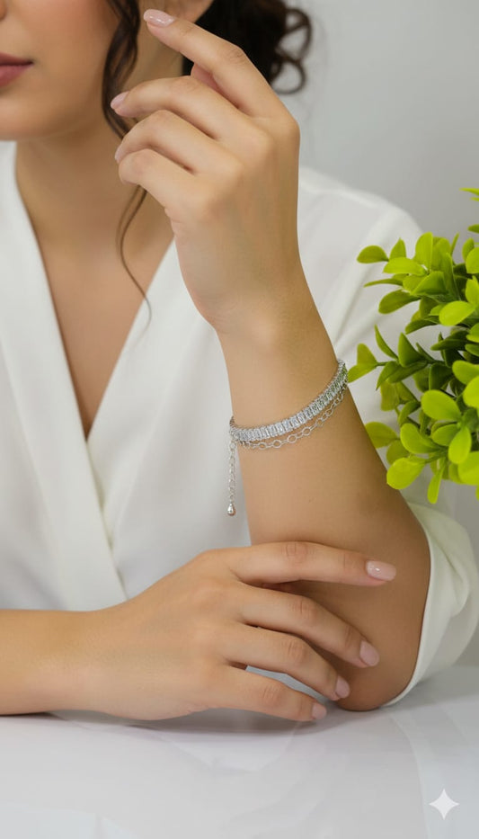 Sparkling Silver-Tone Tennis Bracelet