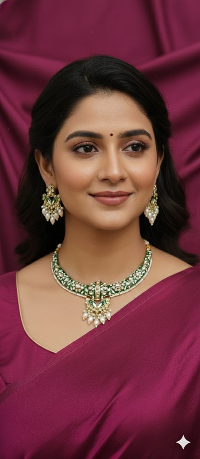 The Royal Indigo Meenakari Hasli