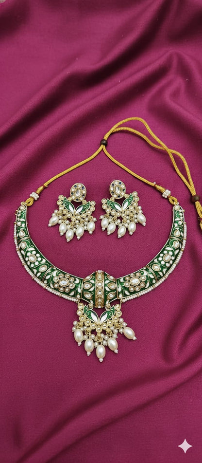 The Royal Indigo Meenakari Hasli
