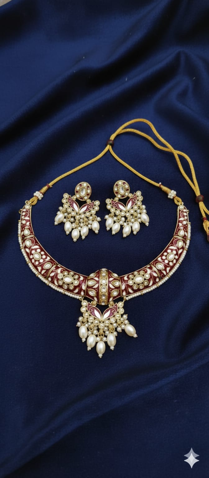 The Royal Indigo Meenakari Hasli