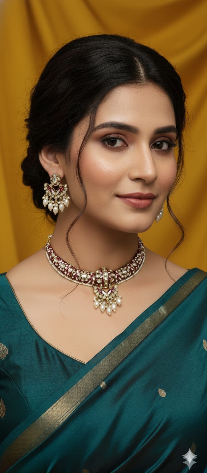 The Royal Indigo Meenakari Hasli