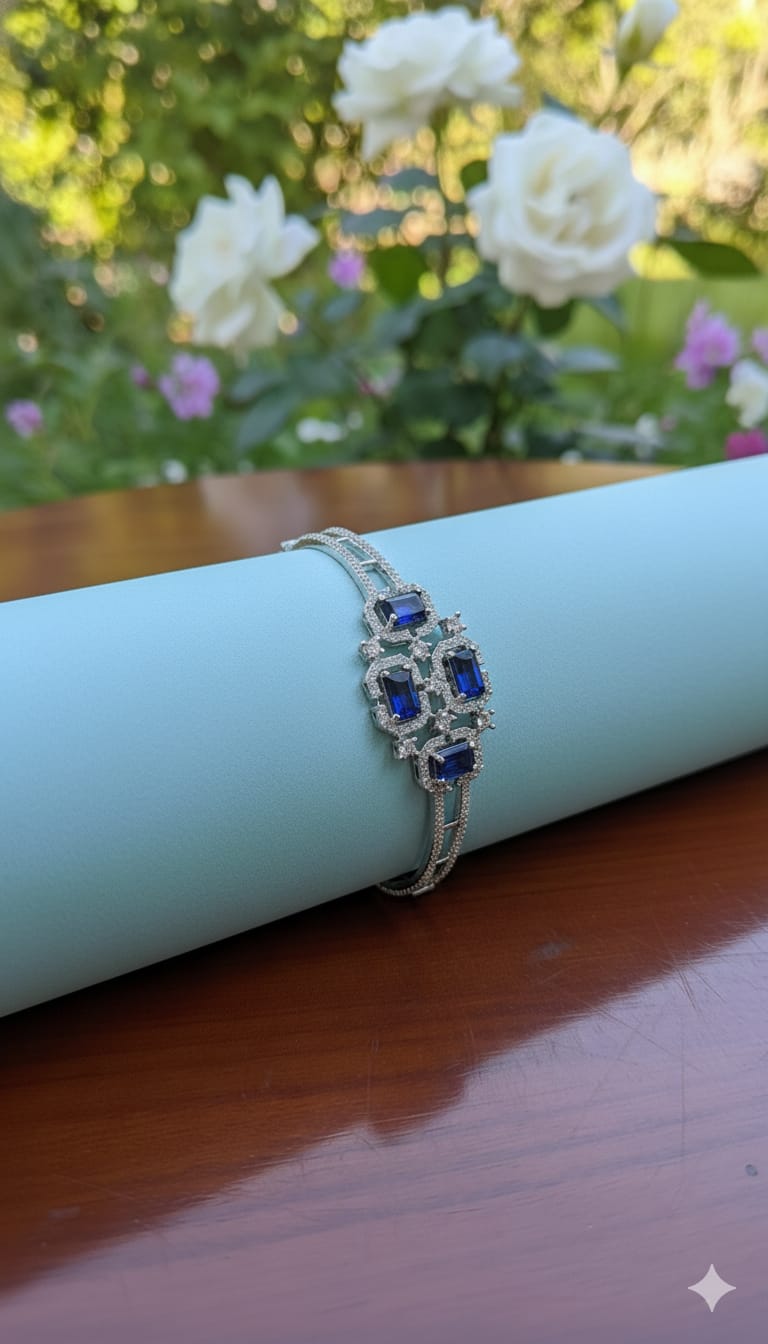 Royal Blue Emerald-Cut AD Statement Bracelet