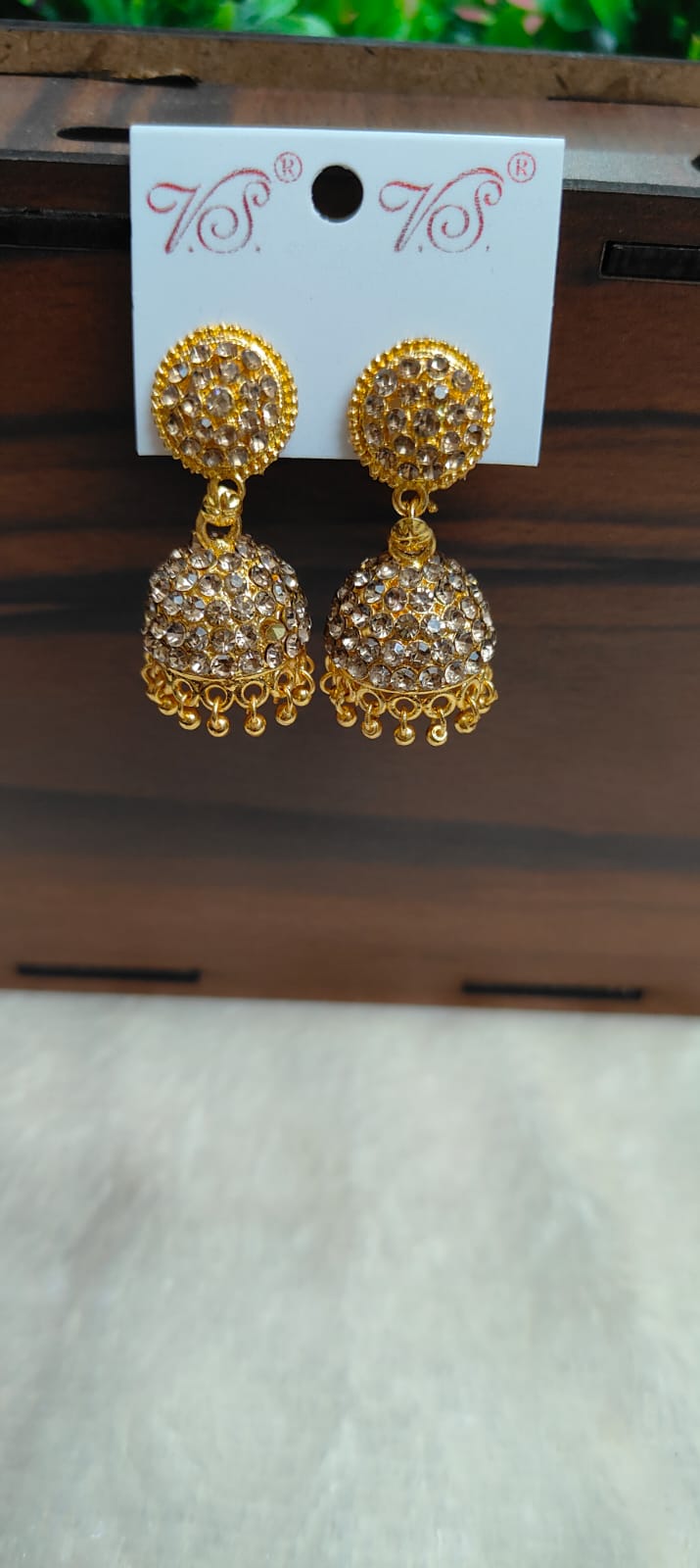 Gold Plated Crystal Jhumka Earrings