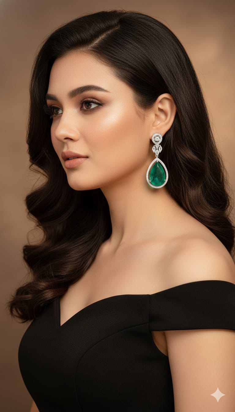 Emerald Green Crystal Tear Drop Earrings