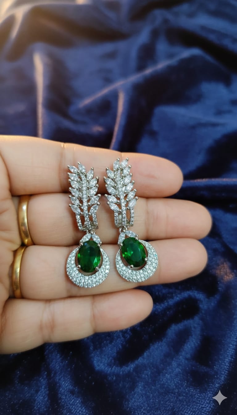 Emerald Leaf Drop Earrings