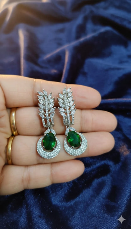 Emerald Leaf Drop Earrings