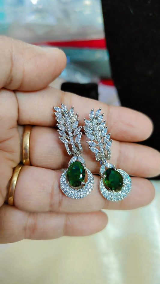 Emerald Leaf Drop Earrings