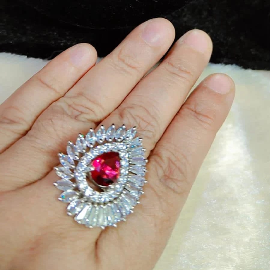 Azure Teardrop Halo Statement Ring
