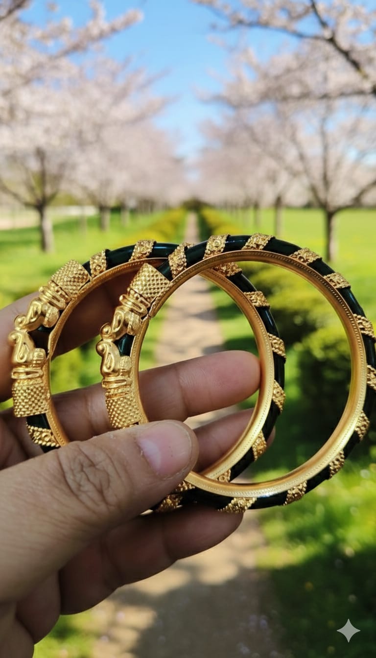 Regal Green-Red & Gold Heritage Bangles