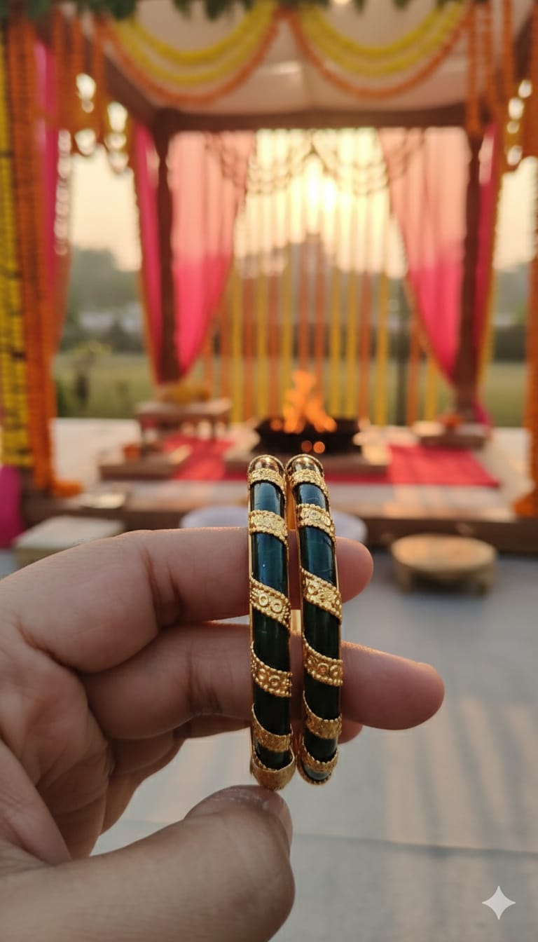 Regal Green-Red & Gold Heritage Bangles