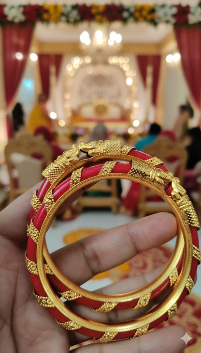 Regal Green-Red & Gold Heritage Bangles
