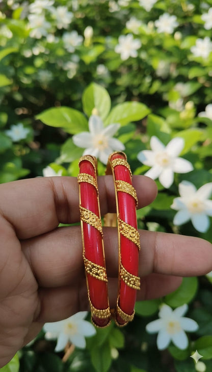 Regal Green-Red & Gold Heritage Bangles