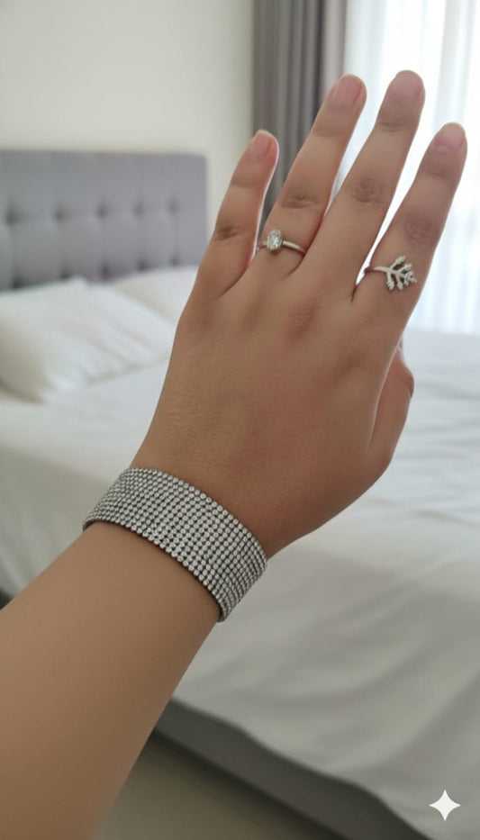 Sleek Silver Mesh Cuff Bracelet