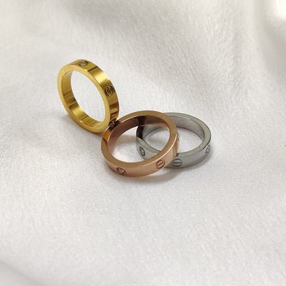 Triple-Tone Crystal Band Rings - Combo