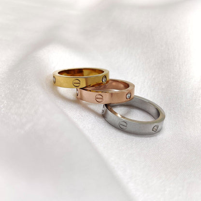 Triple-Tone Crystal Band Rings - Combo