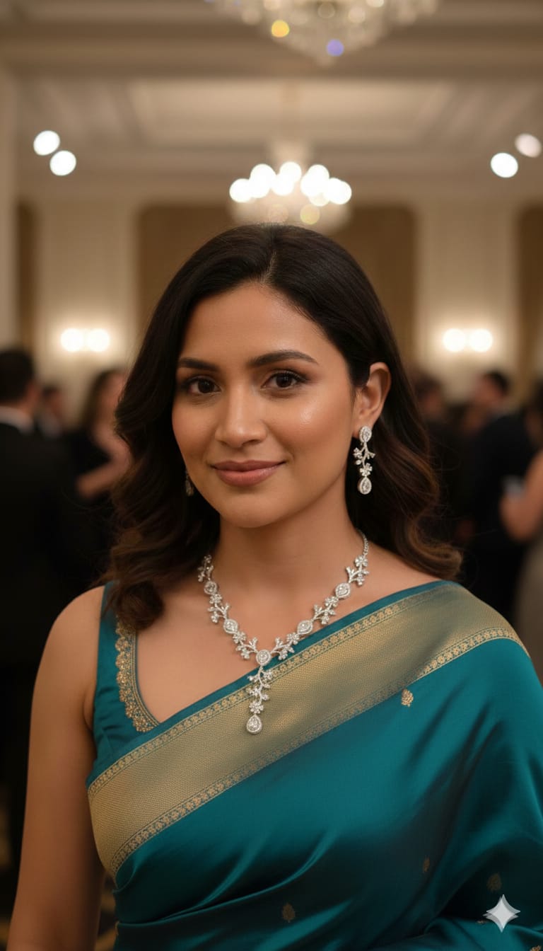 Floral American Diamond Necklace Set