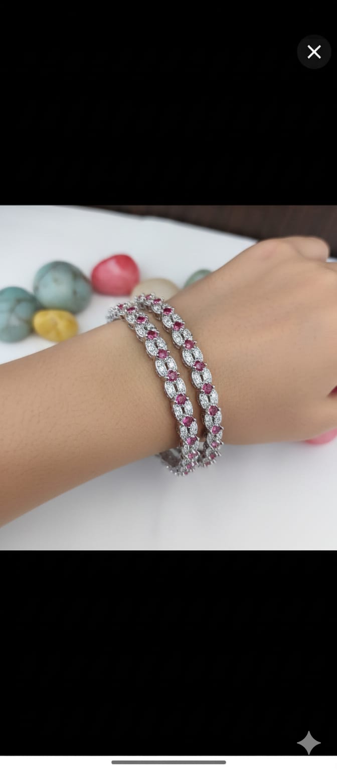 Ruby Glow American Diamond Bangles