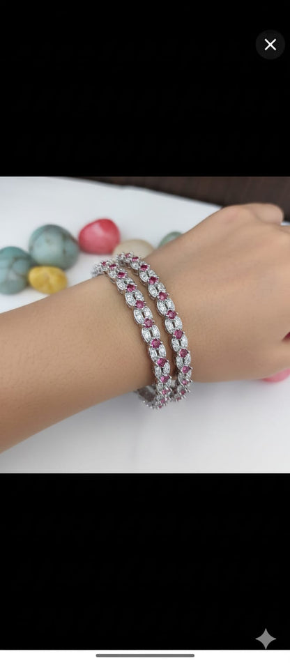 Ruby Glow American Diamond Bangles