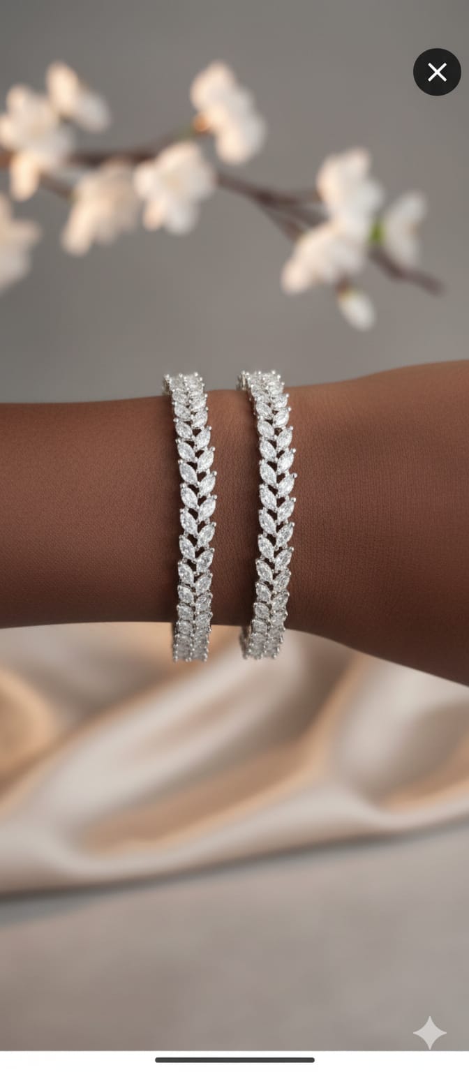 Crystal Leaf American Diamond Bangles