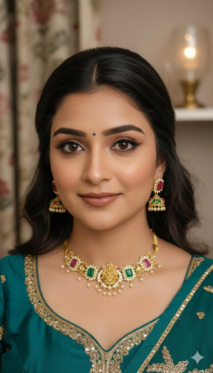 Royal Emerald Temple Jewellery Necklace