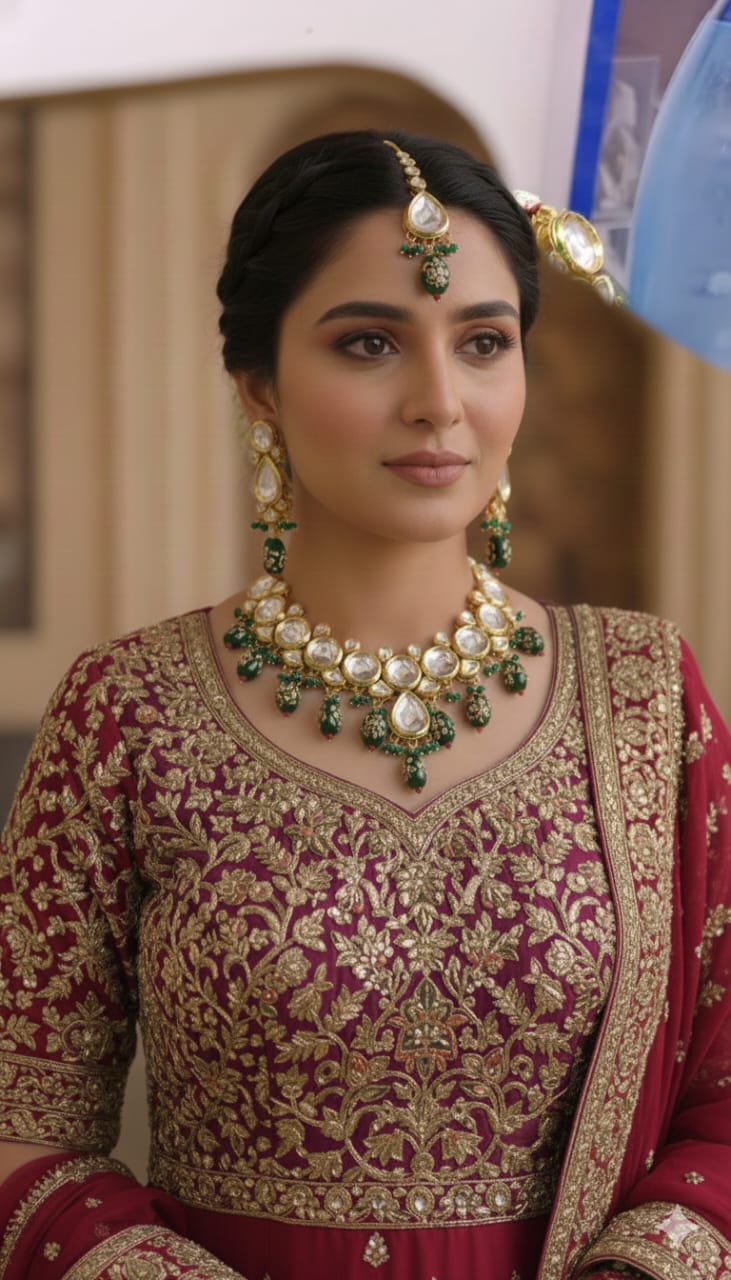 Antique Kundan Temple Jewellery Necklace