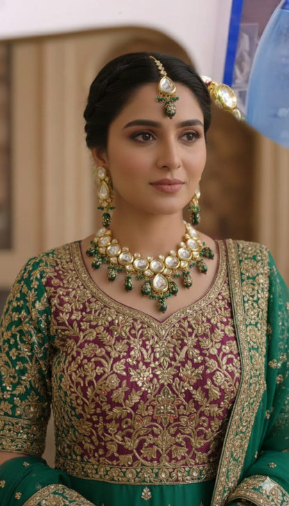 Antique Kundan Temple Jewellery Necklace