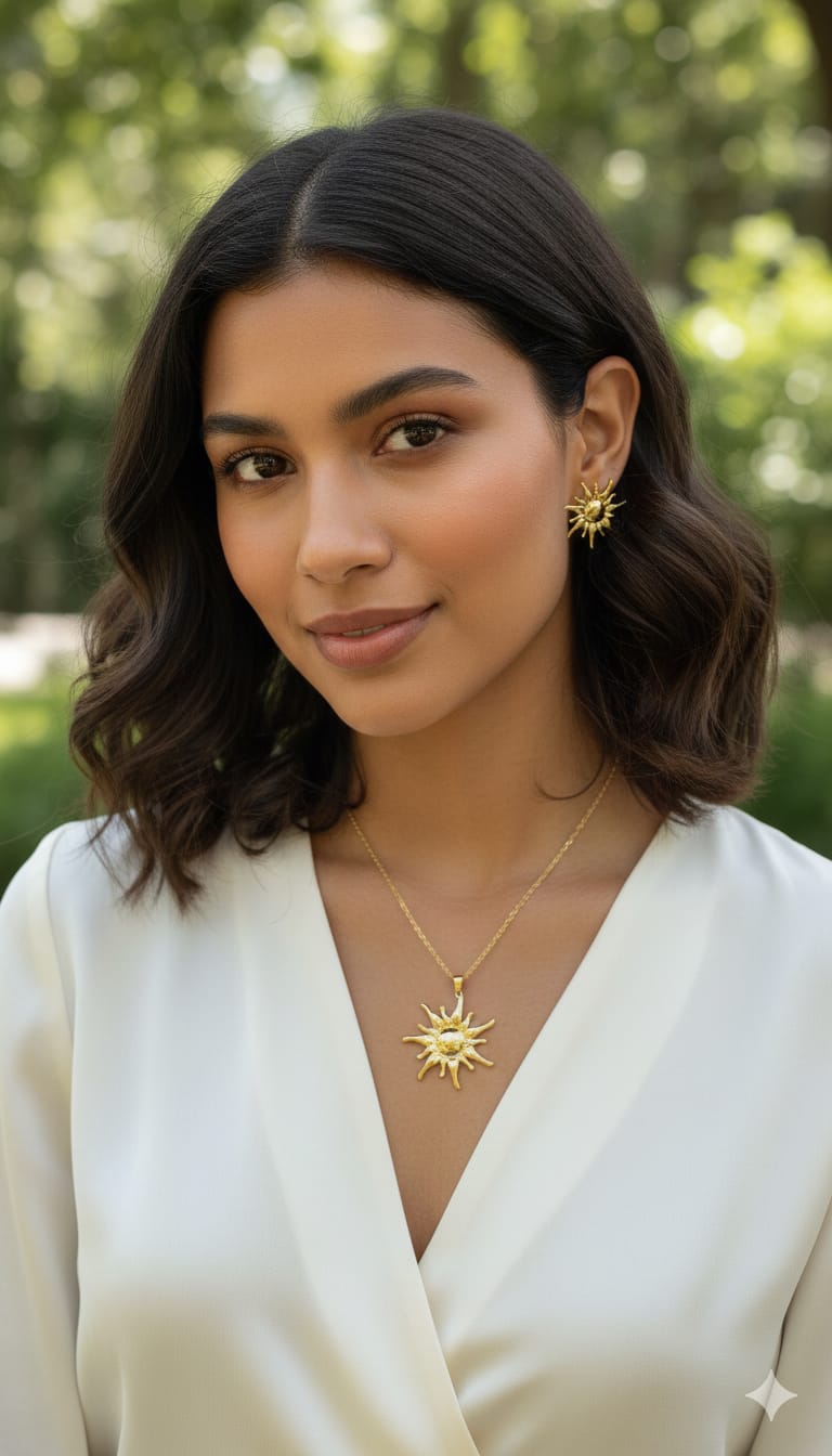 Golden Sunburst Pendant Set