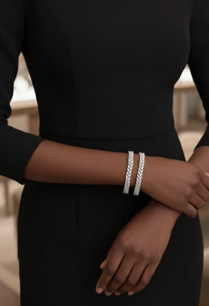 Crystal Leaf American Diamond Bangles