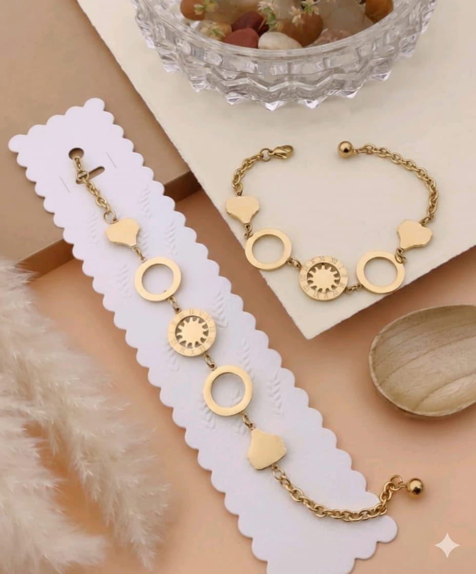 Gold Sun & Circle Charm Bracelet – Anti-Tarnish